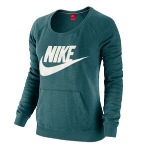 Nike Green Blue Teal Scoop Neck Pullover Terry Sweatshirt Womens S Regular Fit